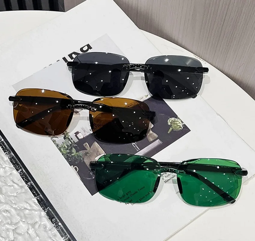 Rimless Stylish Trendy Sunglas - Gaming Accessories Rack 评论和价格